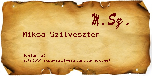 Miksa Szilveszter névjegykártya